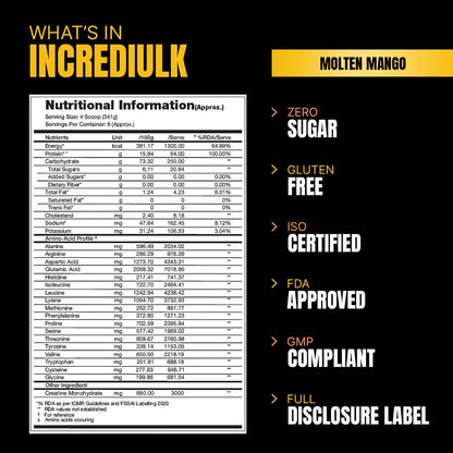 PRO SUPPS INCREDIBLE BULK WEIGHT GAINER | 2.7Kg (31 Servings)