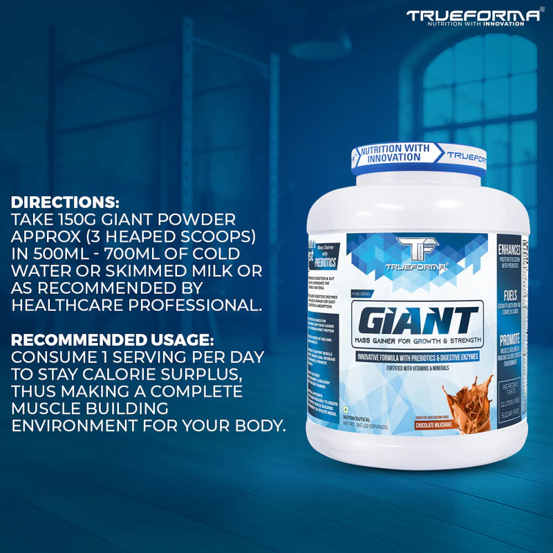 TRUEFORMA GIANT – WHEY & CARB FORMULA | 3Kg (20 Servings)