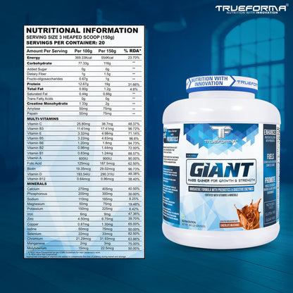 TRUEFORMA GIANT – WHEY & CARB FORMULA | 3Kg (20 Servings)