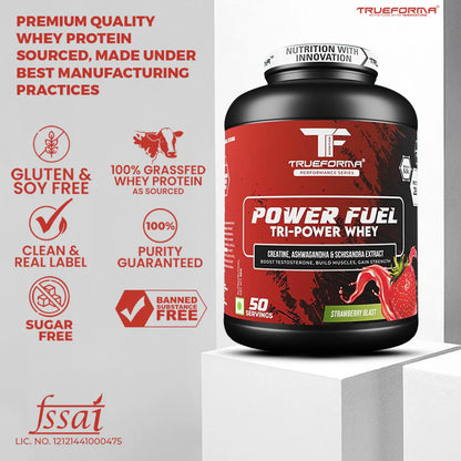 TRUEFORMA POWER FUEL WHEY PROTEIN WITH CREATINE & ASHWAGANDHA | 2Kg (50 Servings)
