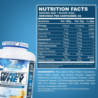 TRUEFORMA WHEY PROTEIN WITH PREBIOTICS & ENZYMES | 1.76Kg (55 Servings)