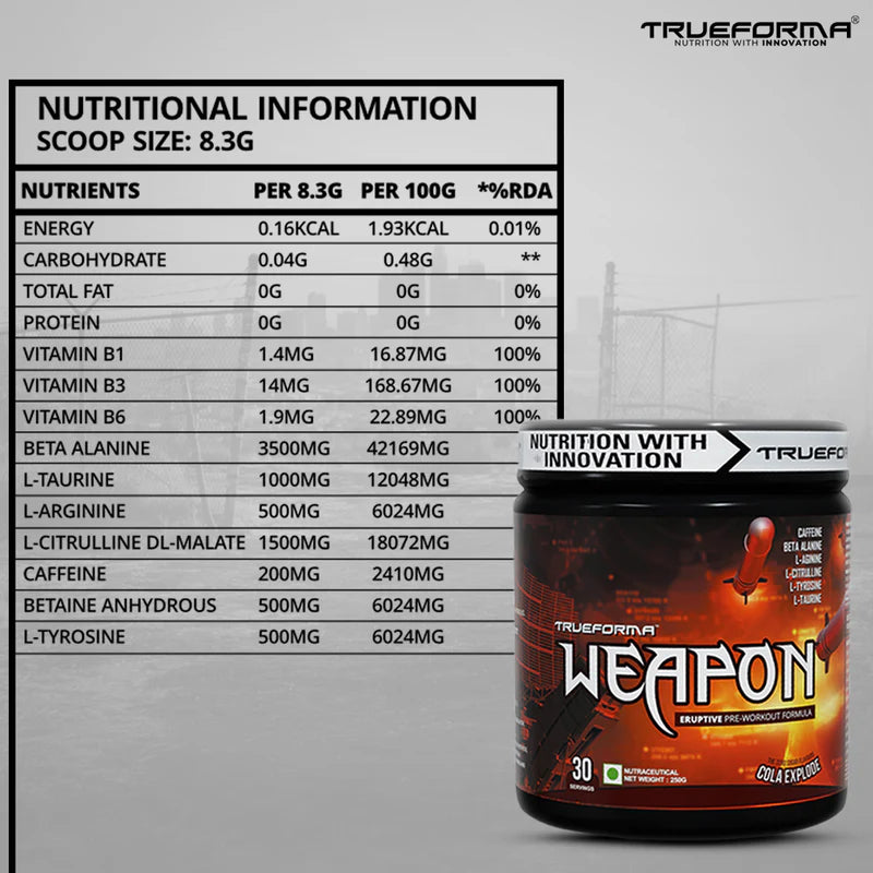 TRUEFORMA WEAPON: PRE-WORKOUT | 250g (30 Servings)